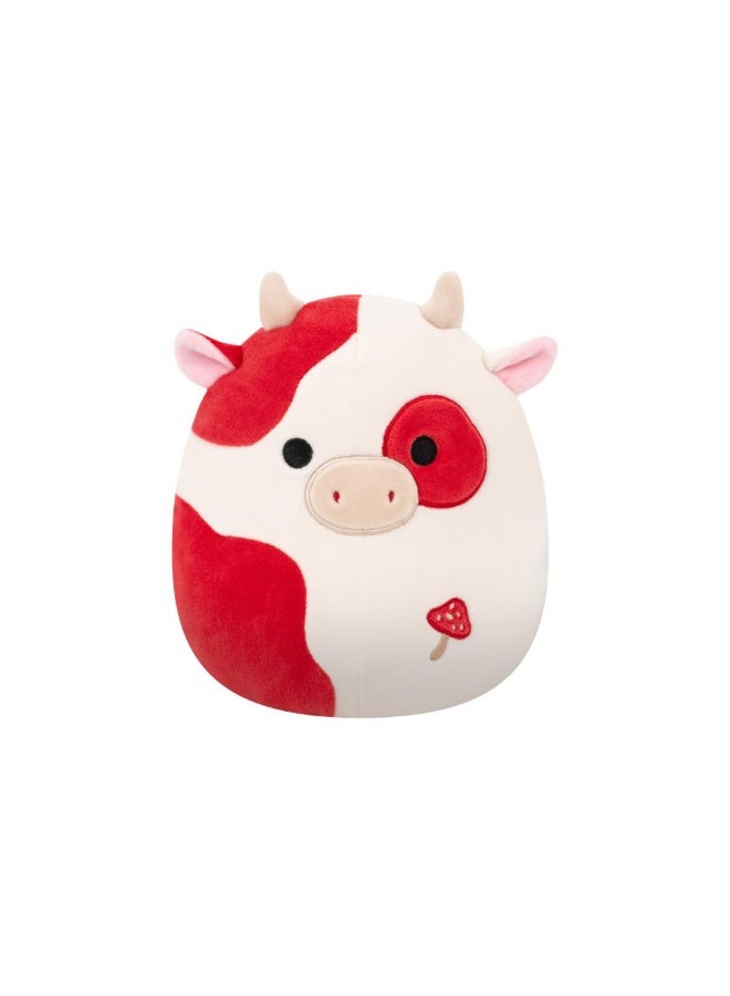Squishmallows SQCR - Little Plush (7.5" Squishmallows) (Claudio - Cream and Burgundy Spotted Cow W/Mushroom Embroidery) - Image 5