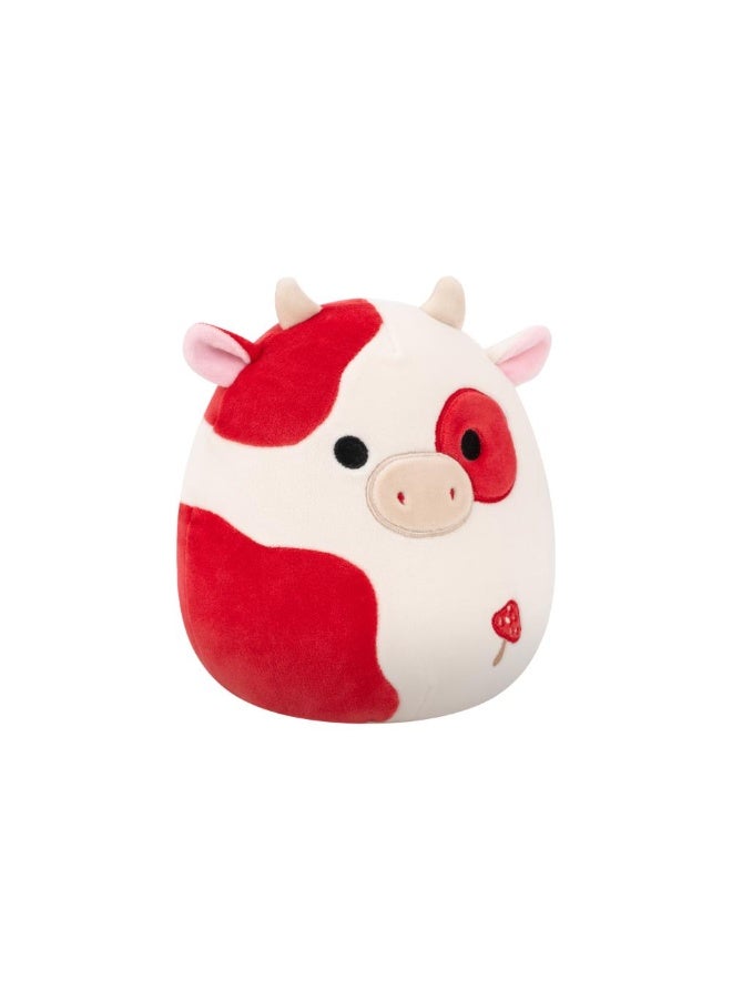 Squishmallows SQCR - Little Plush (7.5" Squishmallows) (Claudio - Cream and Burgundy Spotted Cow W/Mushroom Embroidery) - Image 3
