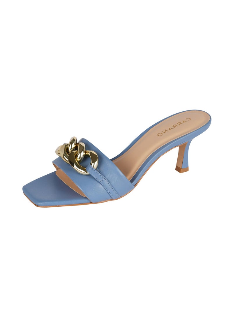 Carrano Ladies Open Back Chain-detail Thin Heel Sandals 322017 Cab415 - Image 3