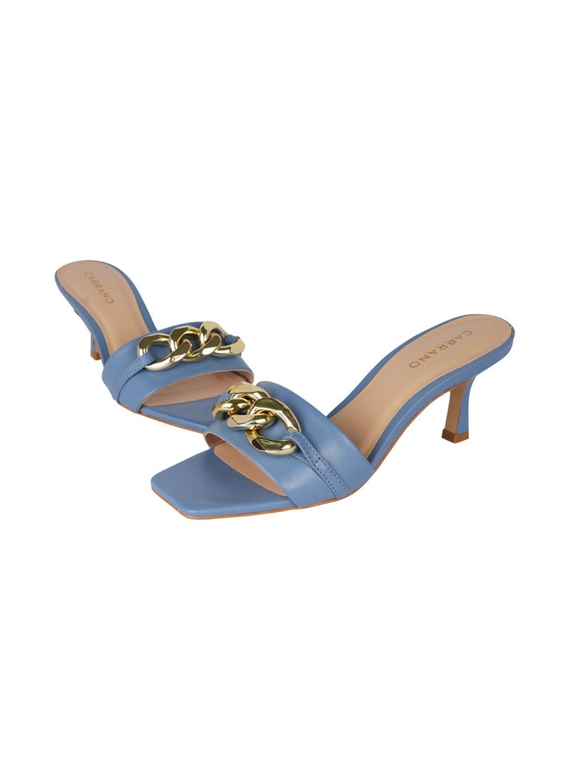 Carrano Ladies Open Back Chain-detail Thin Heel Sandals 322017 Cab415 - Image 2