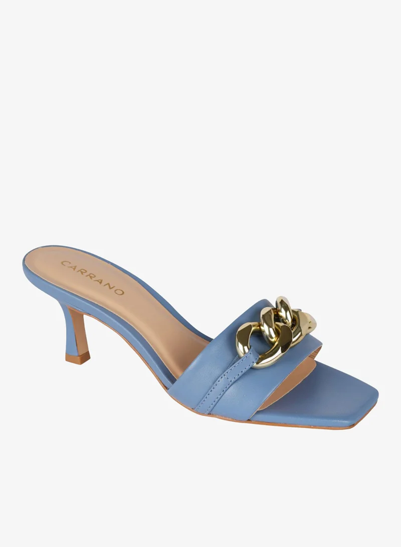 كارانو صنادل نسائية بكعب رفيع بتفاصيل سلسلة وظهر مفتوح من كارانو