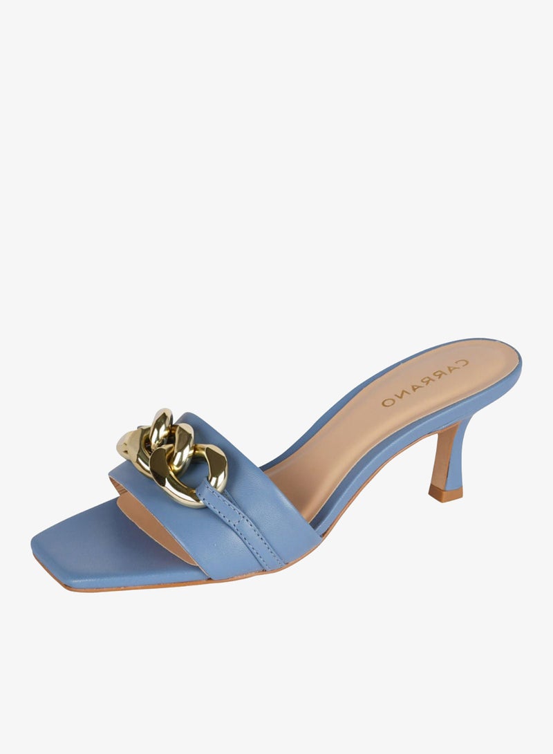 Carrano Ladies Open Back Chain-detail Thin Heel Sandals 322017 Cab415 - Image 3