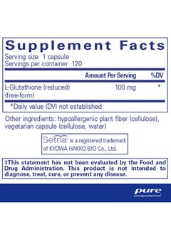 Pure Encapsulations Reduced Glutathione ; Hypoallergenic Antioxidant Supplement To Support Liver And Cell Health* ; 120 Capsules  - Image 3