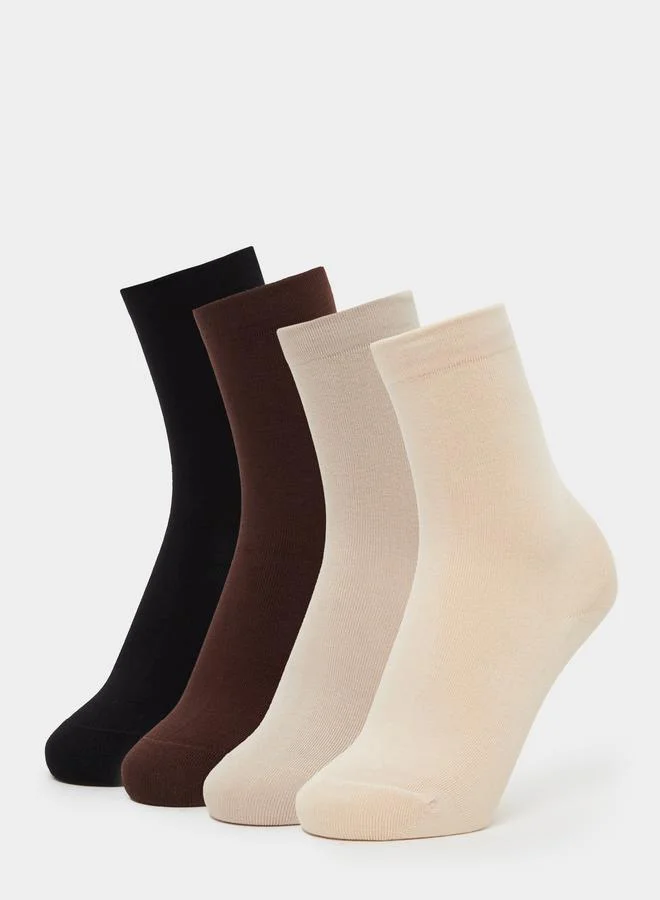 Styli Styli Pack of 4 - Plain Crew Socks