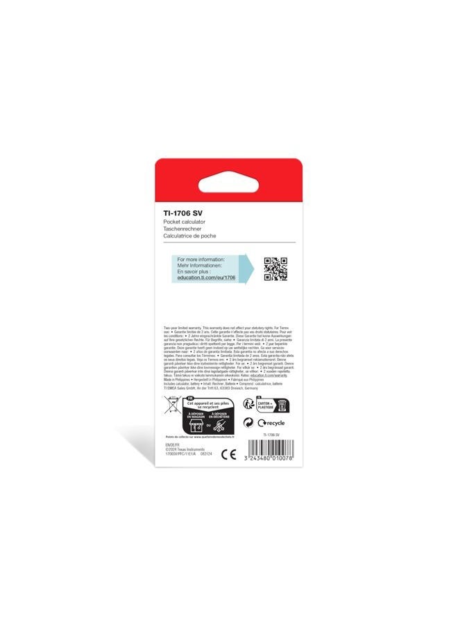 TEXAS INSTRUMENTS آلة حاسبة قياسية من تكساس إنسترومنتس TI-1706 SV - Image 3