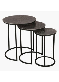 Home Box Dublin 3-Piece Aluminium Cladding Nest Tables Set 51 x 60 x 51 cm  - Image 1