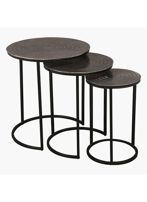 Dublin 3-Piece Aluminium Cladding Nest Tables Set 51 x 60 x 51 cm