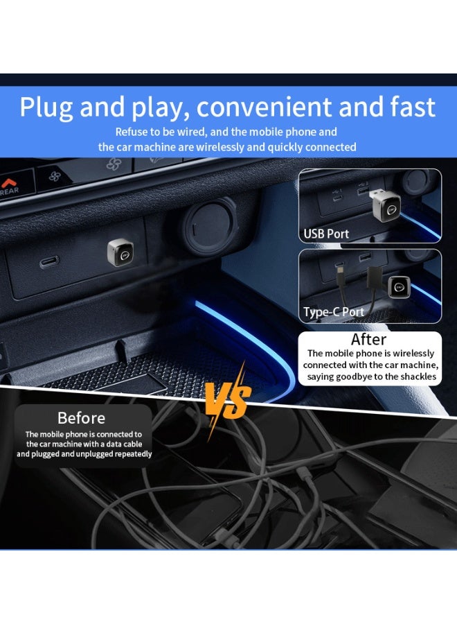 AiQi 2-in-1 Wireless CarPlay & Android Auto Adapter | Plug & Play | Bluetooth 5.0 + 5.8GHz WiFi | OTA Upgrade | Mini Car Receiver - Image 5