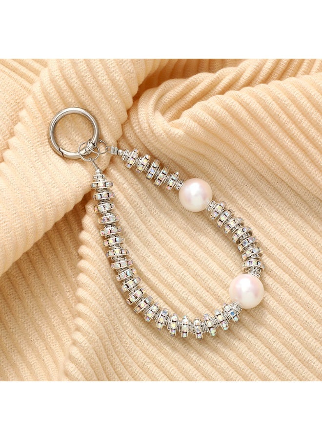 NIBEMINENT Super Cute Beaded Phone Charm – Trendy Phone Chain Wrist Strap, Shining Beads Chain Lanyard for Cell Phone