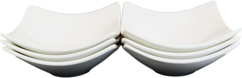 Ebros Gift Pack Of 6 Contemporary Modernist Natural White Quad Cornered 12oz Rice Soup Cereal Sauce Dessert Porcelain Bowls Home Decor Zen Asian Fusion Accent Housewarming Birthday Gifts Bowl Set - Image 5