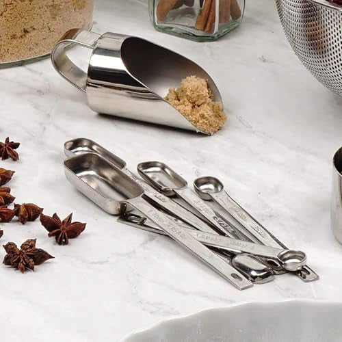 MaruHub 6Pcs Stainless Steel Measuring Spoons Set, 18/8 Durable Kitchen Measuring Cups with Metric & US Markings, Square Scoop Design, Nesting Measuring Spoons for Baking, Cooking, Spice, and Coffee - Image 5