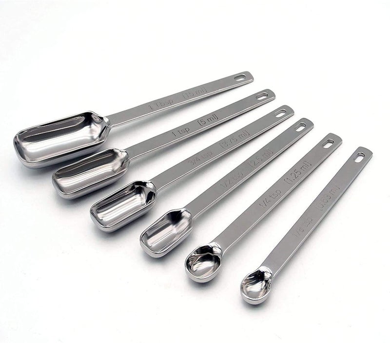 MaruHub 6Pcs Stainless Steel Measuring Spoons Set, 18/8 Durable Kitchen Measuring Cups with Metric & US Markings, Square Scoop Design, Nesting Measuring Spoons for Baking, Cooking, Spice, and Coffee - Image 2