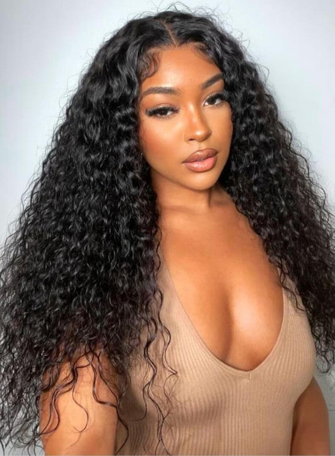 UNICE Water Wave 7x5 Bye Bye Knots Lace Front Wigs Human Hair with Drawstring Pre Everything Glueless Wig Pre Plucked Pre Cut Bleached Knots Put on and Go Wig Natural Hairline 150% Density 16 inch - Image 1