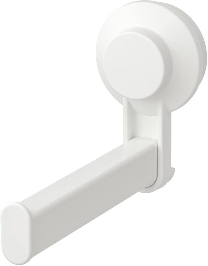 أيكيا حامل مناديل حمام أبيض من تيسكين مزود بكوب شفط - ملحق حمام سهل التركيب بدون حفر، يتميز بقبضة قوية على الزجاج أو البلاط، ويتحمل وزنًا يصل إلى 3 كجم