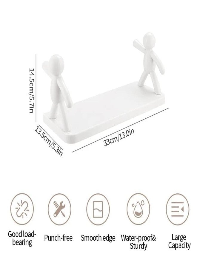 ATHA Plastic Self Adhesive Bathroom Shelf Storage Organizer | No Drilling Shower Shelf Kitchen Storage Stand Rack Shelves Punch-Free Bathing Fitted Bathroom Wall Mount Storage Tray (1 Psc_Multicolor) - Image 2