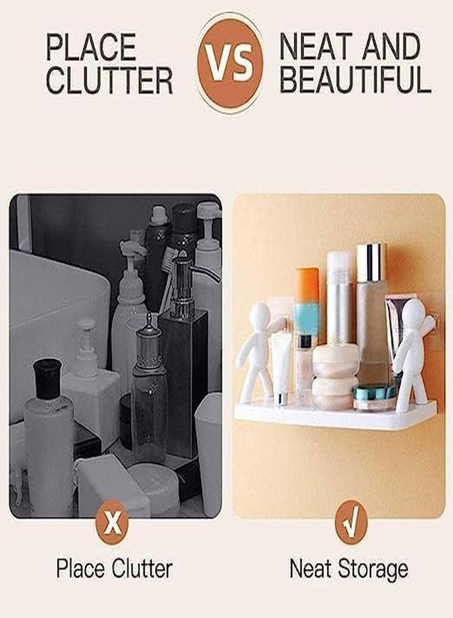 ATHA Plastic Self Adhesive Bathroom Shelf Storage Organizer | No Drilling Shower Shelf Kitchen Storage Stand Rack Shelves Punch-Free Bathing Fitted Bathroom Wall Mount Storage Tray (1 Psc_Multicolor) - Image 5