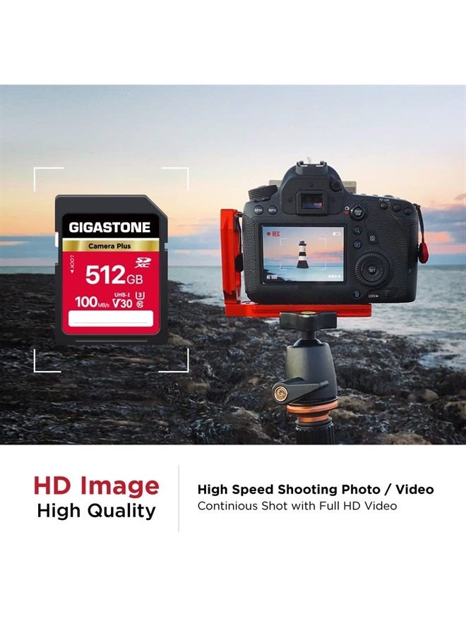 Gigastone 512GB SD Card, Camera Plus, V30 SDXC Memory Card High Speed UHD Video Compatible with Canon Nikon Sony Pentax Kodak Olympus Panasonic Digital Camera, with 1 Mini case - Image 3