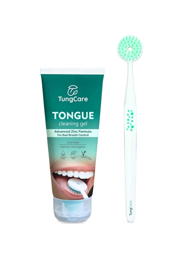 Tung Tongue Cleaner for Adults & Kids | Bad Breath Control | Gel+Brush - Image 1