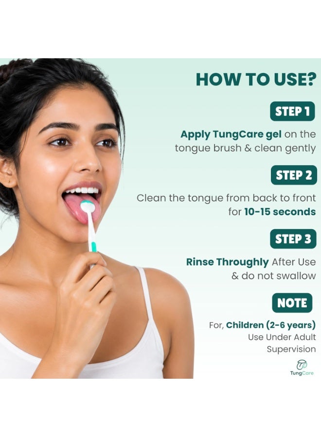 Tung Tongue Cleaner for Adults & Kids | Bad Breath Control | Gel+Brush - Image 5