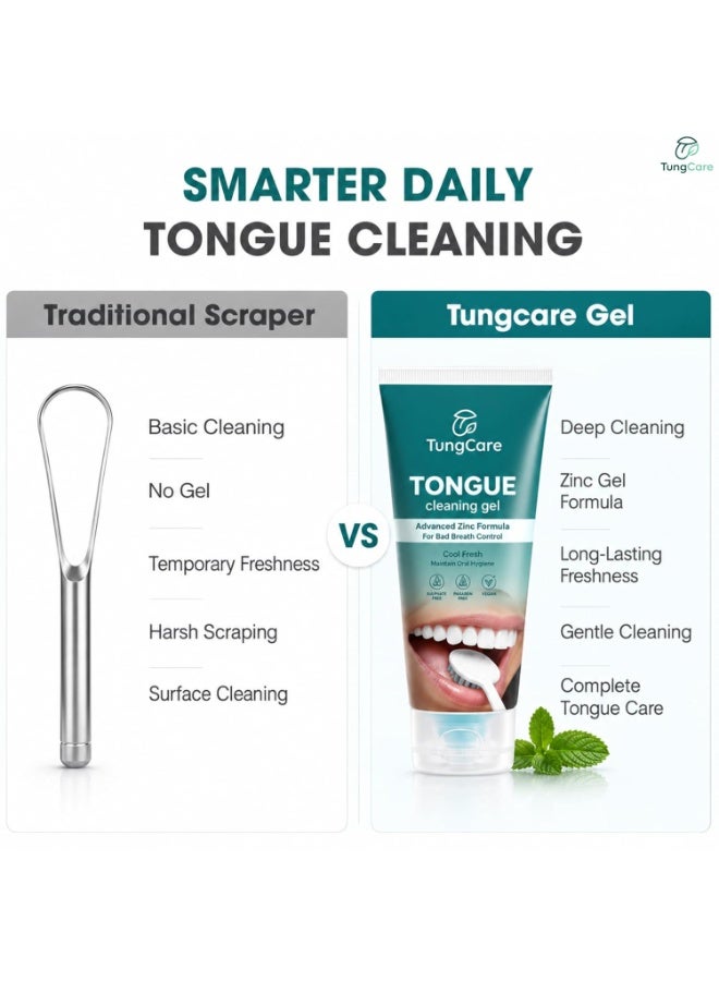 Tung Tongue Cleaner for Adults & Kids | Bad Breath Control | Gel+Brush - Image 2