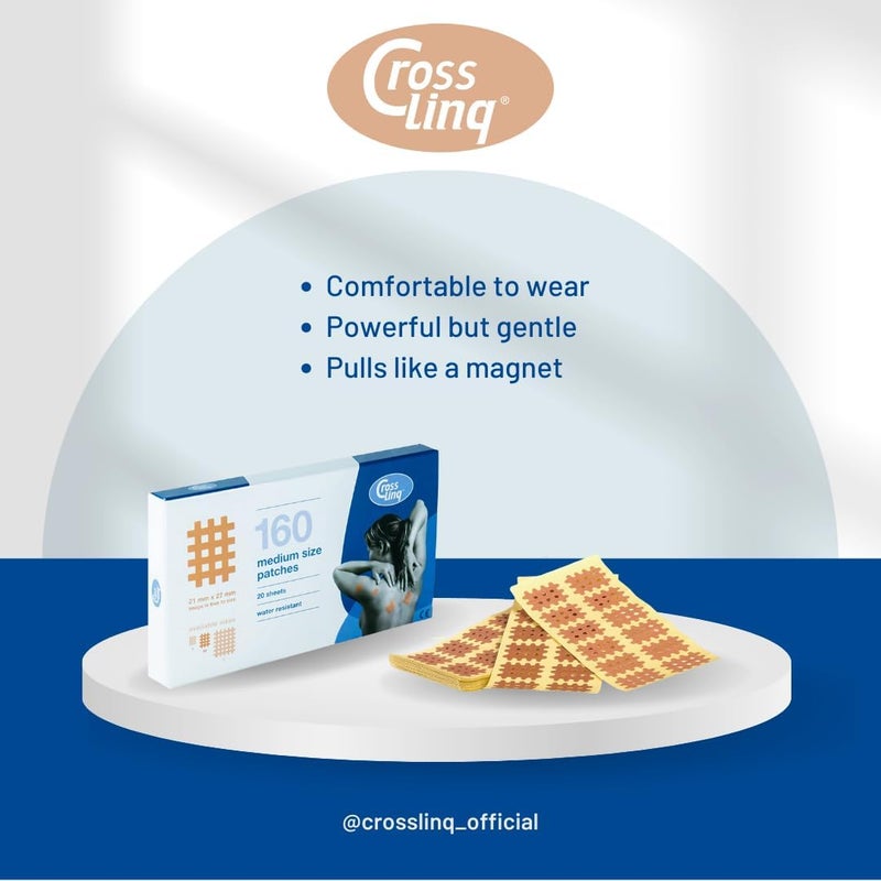 CureTape CrossLinqÂ® Acupressure Patches | Acupuncture, and Pain Relief | Edema Relief | CrossTape | Non-Elastic, Grid-Shaped Tapes | Pain Relief Patches | Crosshatch Patches (160 Medium Patches) | Beige - Image 3