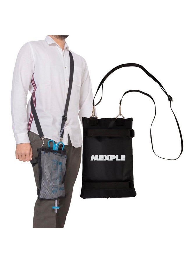 MEXPLE حامل كيس البول MEXPLE UroXling | حامل كيس تصريف البول للساق مع حزام قابل للتعديل | للمرضى الذين يخضعون للغسيل الكلوي وسلس البول للاستخدام المنزلي، في الهواء الطلق، على الكرسي المتحرك وفي السرير - أسود (2000 مل) - Image 1