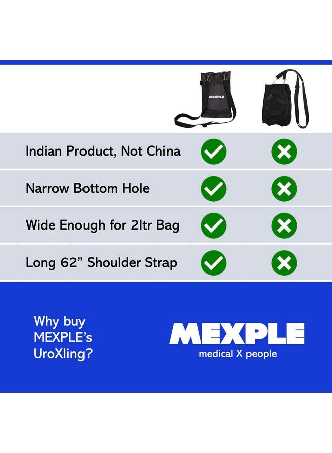 MEXPLE حامل كيس البول MEXPLE UroXling | حامل كيس تصريف البول للساق مع حزام قابل للتعديل | للمرضى الذين يخضعون للغسيل الكلوي وسلس البول للاستخدام المنزلي، في الهواء الطلق، على الكرسي المتحرك وفي السرير - أسود (2000 مل) - Image 5