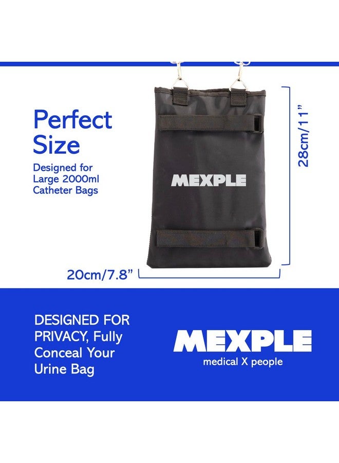 MEXPLE حامل كيس البول MEXPLE UroXling | حامل كيس تصريف البول للساق مع حزام قابل للتعديل | للمرضى الذين يخضعون للغسيل الكلوي وسلس البول للاستخدام المنزلي، في الهواء الطلق، على الكرسي المتحرك وفي السرير - أسود (2000 مل) - Image 4