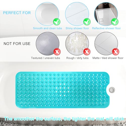 Sheepping Baby Bath Mat Non Slip Extra Long Bathtub Mat for Kids 40 X 16 Inch - Eco Friendly Bath Tub Mat with 200 Big Suction Cups,Machine Washable Shower Mat (Green) - Image 2