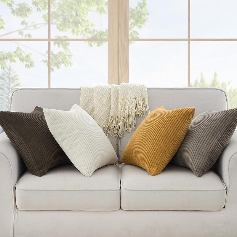 غطاء وسادة زخرفي من نوع ، مقاس 45×45 سم، بتصميم أزرق فاتح، مناسب لديكور غرف النوم والصالون (4 قطع) - Image 3