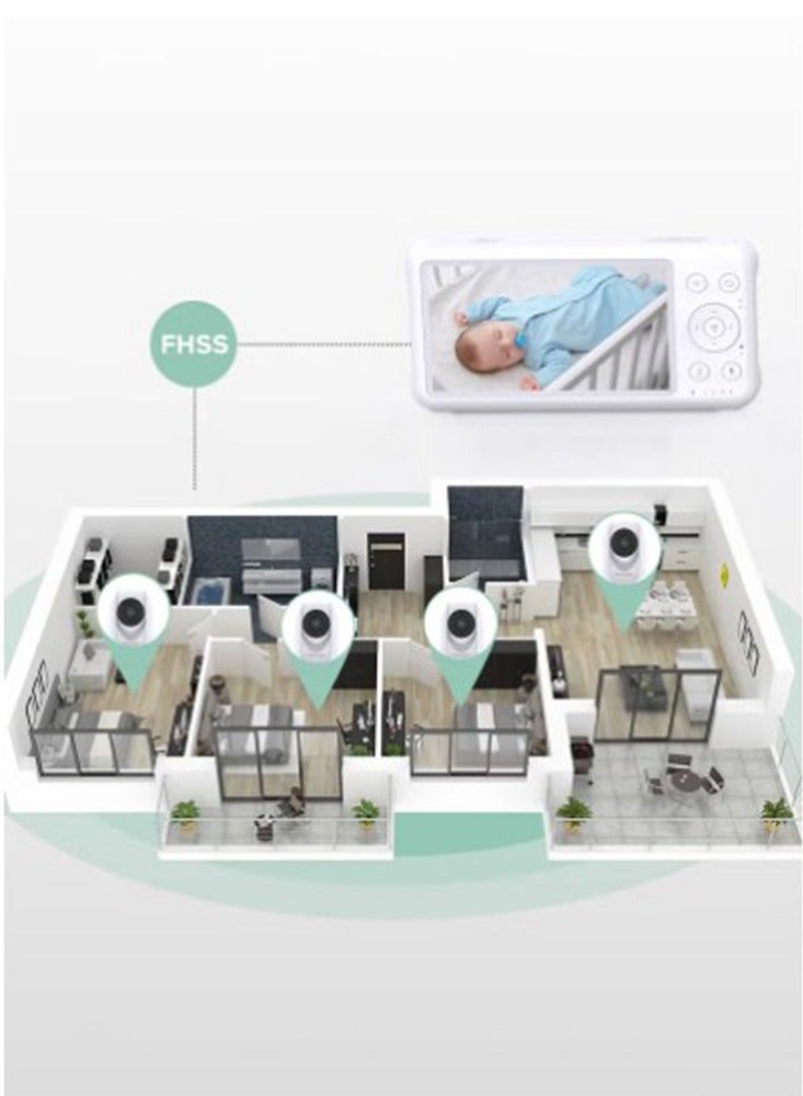 Video Baby Monitor, 1080P 5 Inch HD Baby Monitor with Camera and Audio, Infrared Night Vision, 5000mAh Battery, Two-Way Audio, Temperature Sensor, Lullabies and 960 Feet Range, Perfect for New Moms