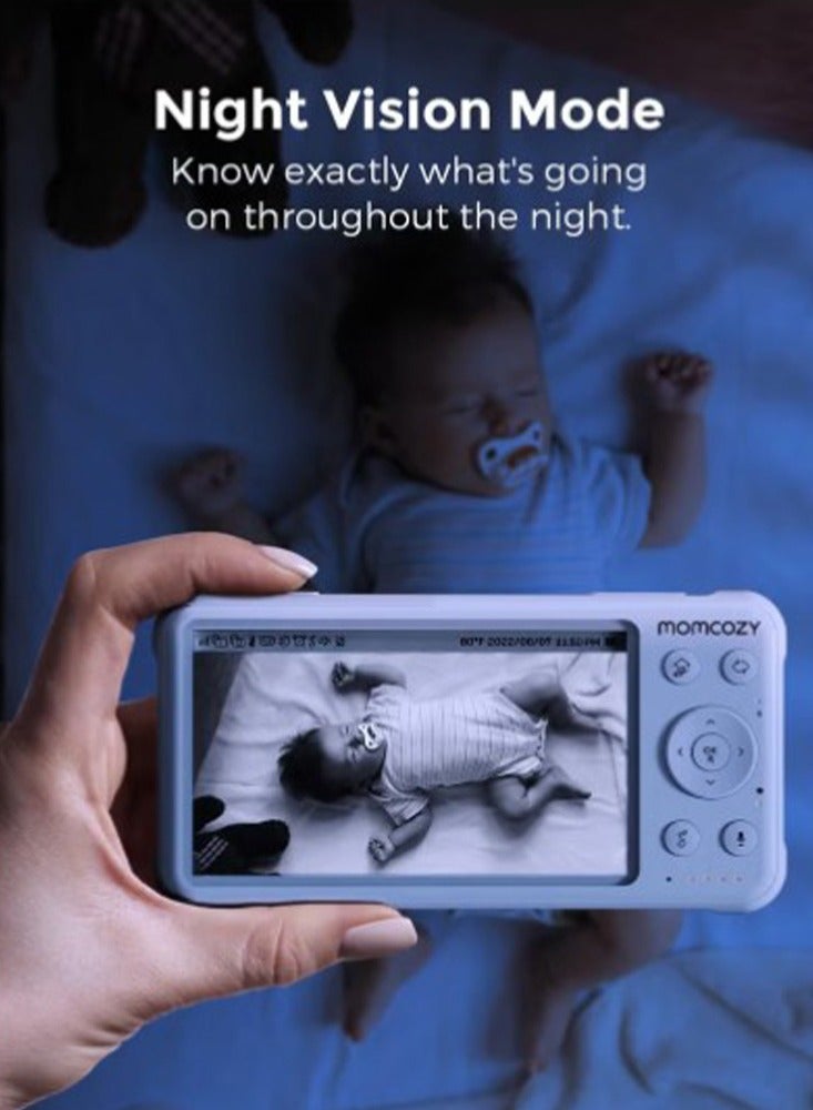 Video Baby Monitor, 1080P 5 Inch HD Baby Monitor with Camera and Audio, Infrared Night Vision, 5000mAh Battery, Two-Way Audio, Temperature Sensor, Lullabies and 960 Feet Range, Perfect for New Moms