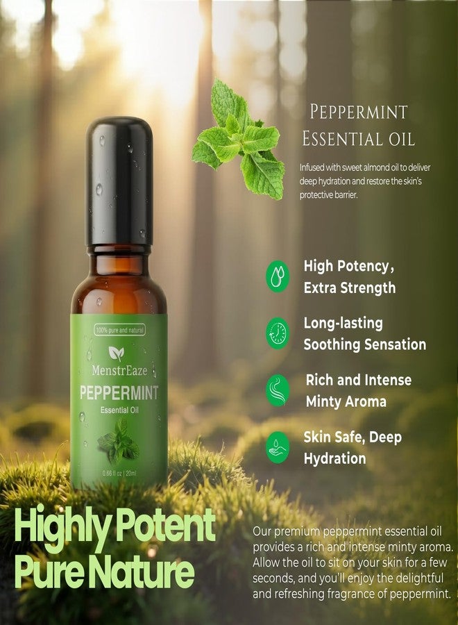 MenstrEaze Peppermint Essential Oil Roll On, Value Size, Migraine & Headache Support, High Potency, Mentha Piperita, 100% Pure Natural, Refreshing and Calming, Nausea Support, 20ml - Image 3