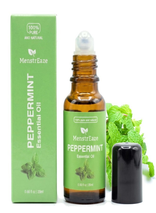 MenstrEaze Peppermint Essential Oil Roll On, Value Size, Migraine & Headache Support, High Potency, Mentha Piperita, 100% Pure Natural, Refreshing and Calming, Nausea Support, 20ml - Image 1