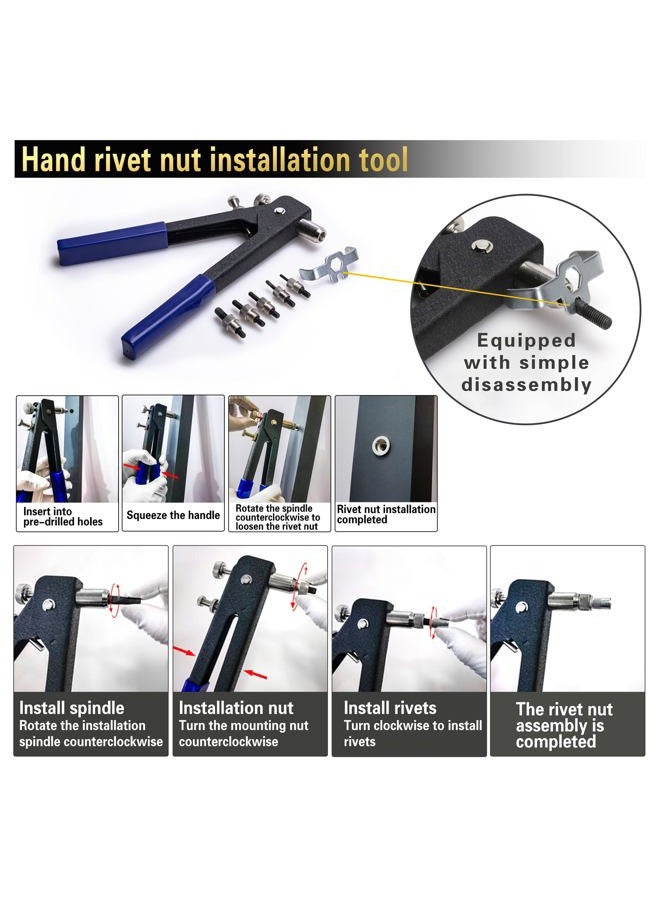 AskWay Pressure Rivet Nut Tool Kit, 490Pcs Black Zinc Metric Rivet Nut Combination (M8/M6/M5/M4/M3), Suitable for Furniture, Decoration, Automotive, Marine and Industrial Applications - Image 5