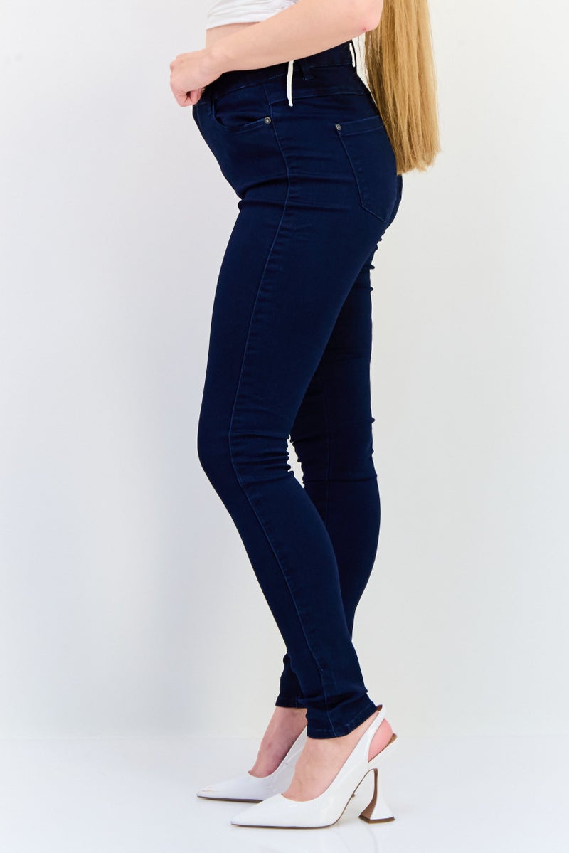 ONLY Women Skinny Fit Solid Stretchable 32 Length Jeans, Dark Navy  - Image 2