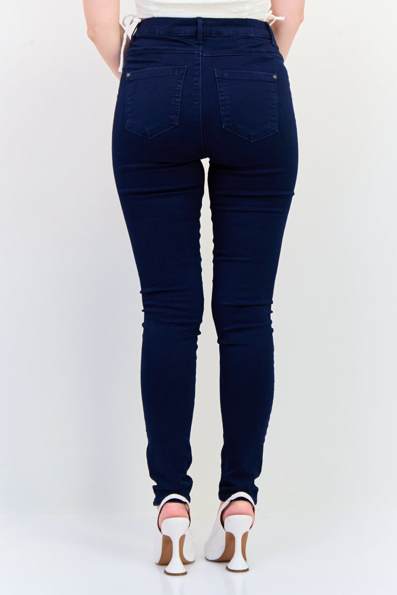 ONLY Women Skinny Fit Solid Stretchable 32 Length Jeans, Dark Navy  - Image 3