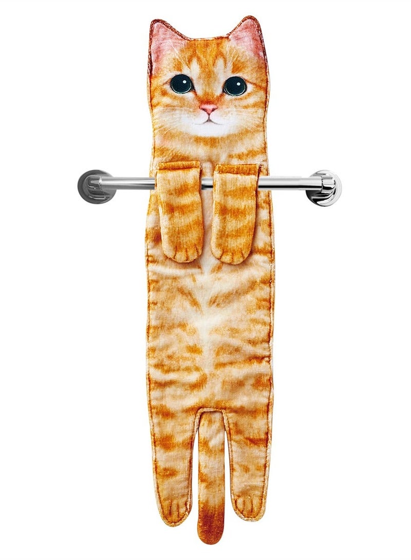 Cute Cat Funny Hand Towel Decorative Bathroom and Kitchen Towels Super Absorbent Soft Unique Gift for Lovers Ideal Valentines Mothers Day Housewarming Birthdays - Image 1