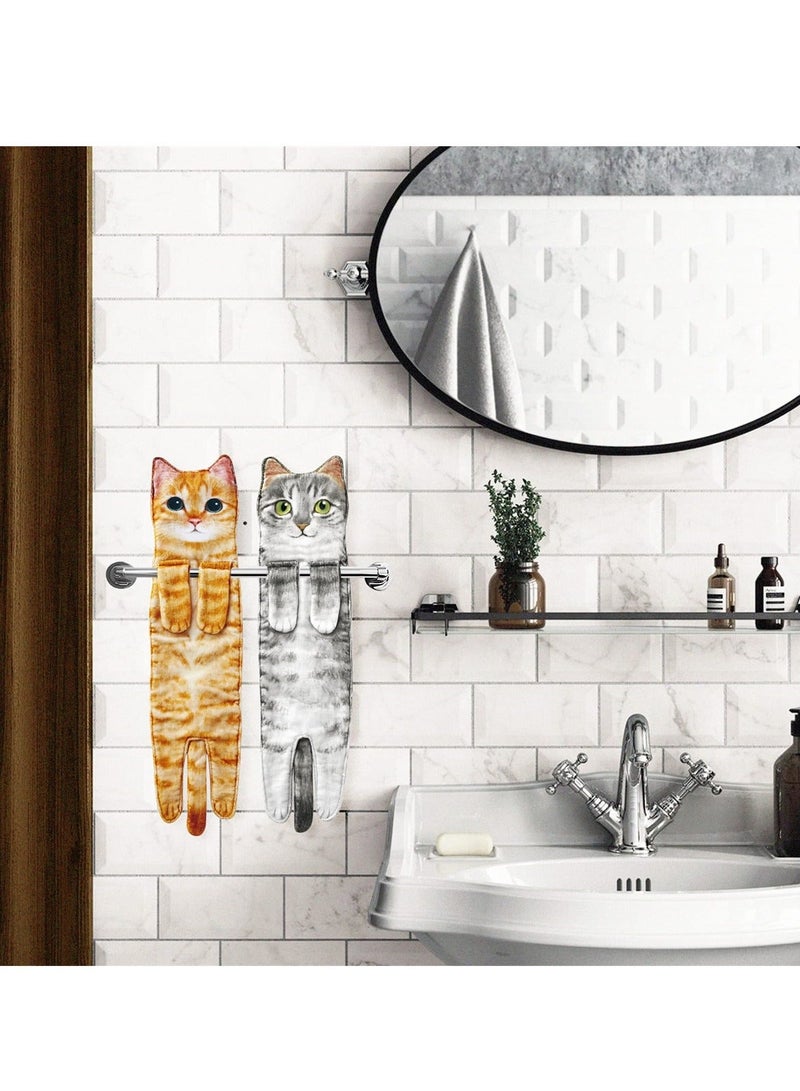 Cute Cat Funny Hand Towel Decorative Bathroom and Kitchen Towels Super Absorbent Soft Unique Gift for Lovers Ideal Valentines Mothers Day Housewarming Birthdays - Image 4