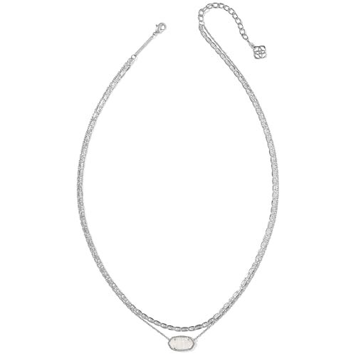 Kendra Scott Elisa Multi Strand Necklace RhodiumPlated Brass Fashion Jewelry for Women Iridescent Drusy - Image 3