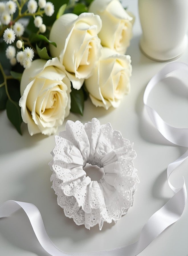 Zhuluck White Hair Ties for Women - Hair Scrunchies Girls Lace Design - Premium Fabric Ponytail Holder Hair Tie for Women Thick Curly Hair Accessories Beauty and Personal Care - Image 3