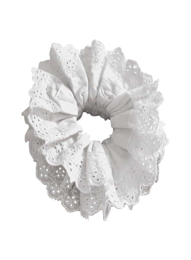 Zhuluck White Hair Ties for Women - Hair Scrunchies Girls Lace Design - Premium Fabric Ponytail Holder Hair Tie for Women Thick Curly Hair Accessories Beauty and Personal Care - Image 1