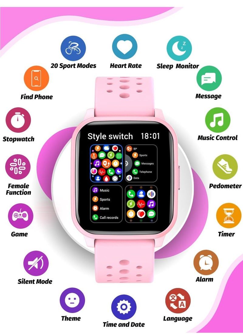 EVEREEN Kids Smart Watch with Sleep Mode, 20 Sports Modes, 5 Games and Pedometer - Fun Birthday Gifts for 4-16 Year-Olds(Pink)  - Image 2