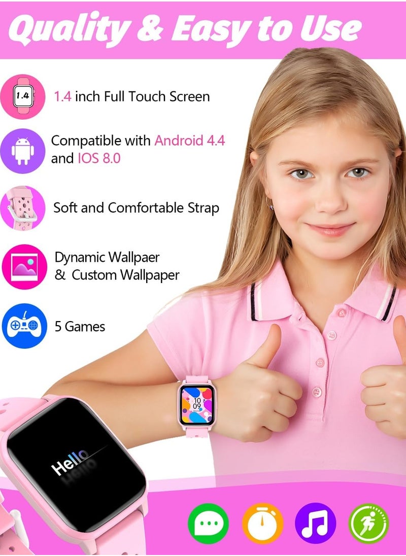 EVEREEN Kids Smart Watch with Sleep Mode, 20 Sports Modes, 5 Games and Pedometer - Fun Birthday Gifts for 4-16 Year-Olds(Pink)  - Image 3
