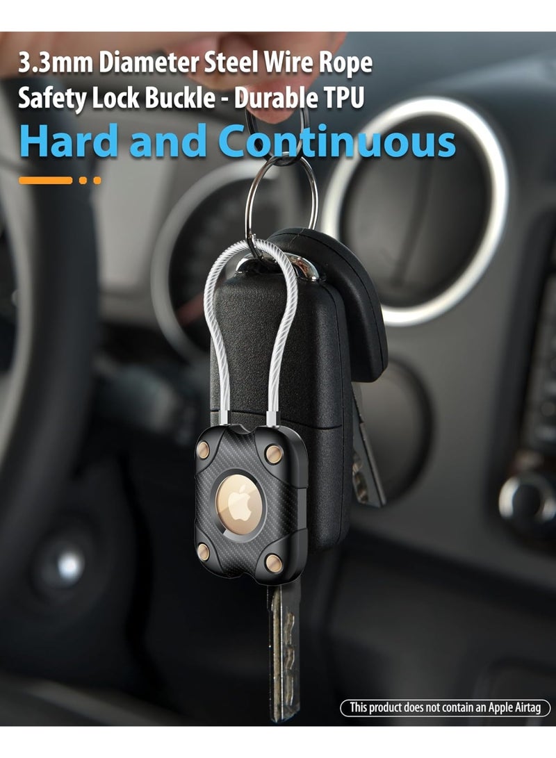 2 Pack Airtag Holder with Wire Cable, Secure Lock AirTag Keyring,IP67 Waterproof,360°Hard Protective Air Tag, Keyring Holder for Apple Air tag for Key Chain,Key Ring,Car,Luggage - Image 4