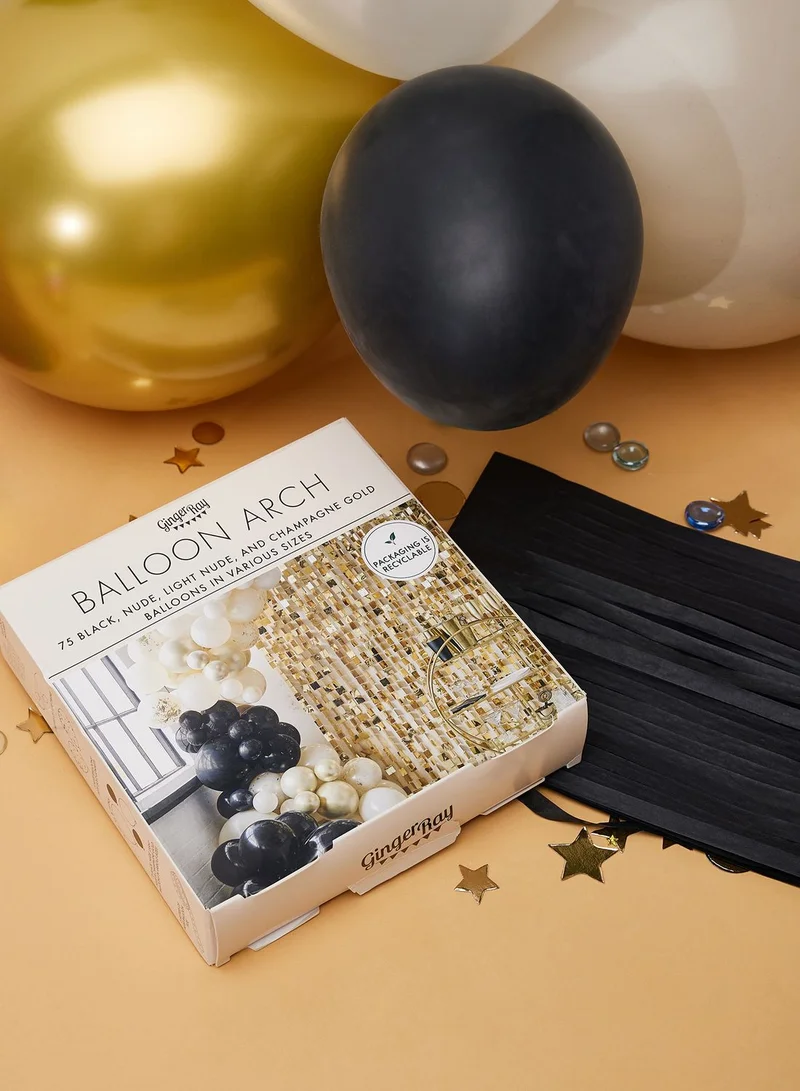 Ginger Ray Balloon Arch - Black, Cream, Nude And Champagne Chrome