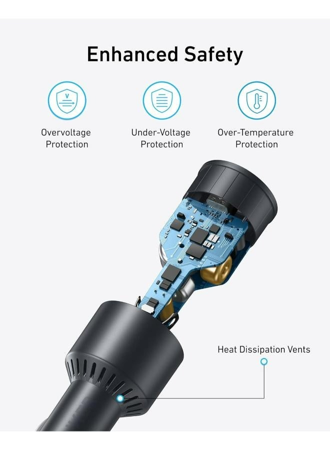 Anker USB-C Car Charger, 167.5W Max 3-Port Ultra-Compact Type-C Fast Car Charger, for MacBook Pro/Air, iPhone 15/14 / 13 Series, Samsung S24 / S23, iPad Pro, AirPods, and More - Image 2