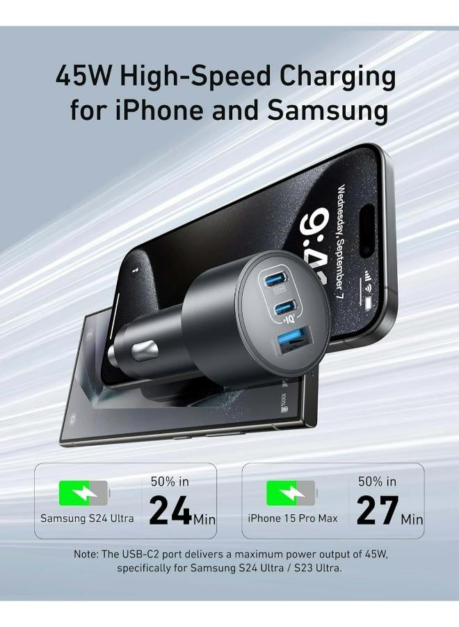 Anker USB-C Car Charger, 167.5W Max 3-Port Ultra-Compact Type-C Fast Car Charger, for MacBook Pro/Air, iPhone 15/14 / 13 Series, Samsung S24 / S23, iPad Pro, AirPods, and More - Image 4