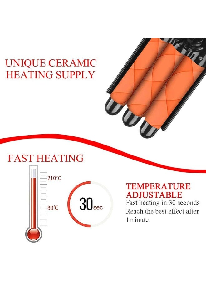 DUNISO Hair Curling，3 Barrel Curling Iron,Ceramic Hair Wavers Curling，Egg Roll Hair Styling Tools，Hair Styler Wand Curler Irons，for All Hair Types,Black - Image 5