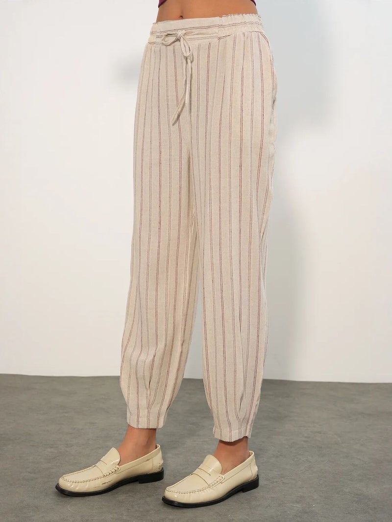 BIG DART BDART Striped Linen-blend Jogger Pants - Image 1